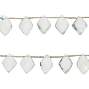 Green Amethyst Faceted Fancy Kite Top Side Drill Beads 15x10 - 15x12mm 