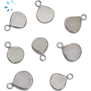 White Druzy Bezel Heart Shape Charm 10mm  