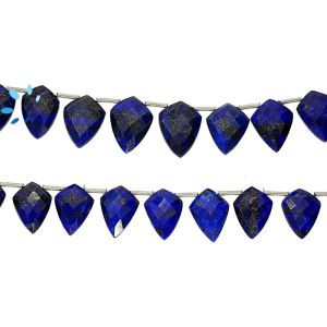  Lapis Faceted Shield Beads 12x10-13x10mm