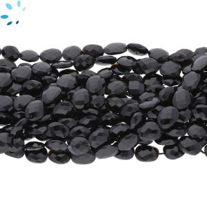 Black Onyx Faceted Flat Connector Nuggets 9x7 - 10x8 mm