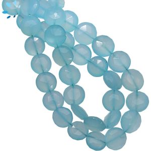 Aqua Chalcedony Faceted Coin 9.5 - 10.0 MM 