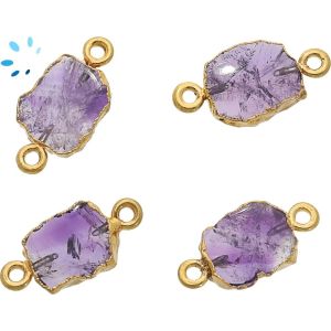 Amethyst Organic Connector 11x9 - 13x10 mm Electroplated 