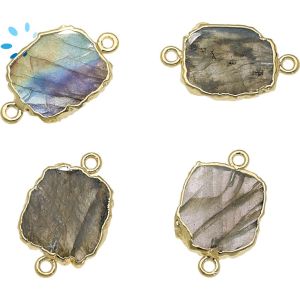 Labradorite Organic Connector 15x11 - 16x12Mm Gold Electroplated 