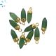 Green Serpentine Spike Shape Charm 14 x 5 mm Gold Electroplated 