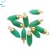 Chrysoprase Chalcedony Spike Shape Charm 14 x 5 mm Gold Electroplated 