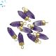 Amethyst Spike Shape 14 x 5 mm Gold Electroplated Charm 
