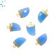 Blue Chalcedony Horn Shape Charm 13x10 - 15x11 mm Electroplated 