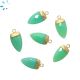 Chrysoprase Chalcedony Half Marquise Shape Charm 18.5x10 Mm Electroplated 