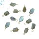 Labradorite Rough Sterling Silver Gold Plated Wire Wrapped Charm  8x5 - 9x6mm 