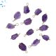 Amethyst Rough Sterling Silver Gold Plated Wire Wrapped Charm 8x5 - 10x6mm 