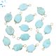 Larimar Organic Slice Sterling Silver Gold Plated Wire Wrapped Charm 10x8 - 11x9mm 