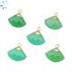 Chrysoprase Chalcedony Faceted Gold Electroplated Charm Fan 16x12 - 18x13mm 