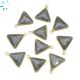 Black Sunstone Faceted Triangle Sterling Silver Gold Plated Bezel Charm 13 - 14mm 