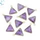 Amethyst Faceted Triangle Sterling Silver Gold Plated Bezel Charm 12 - 13mm 