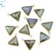 Labradorite Faceted Triangle Sterling Silver Gold Plated Bezel Charm 13 - 14mm 