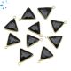 Black Onyx Faceted Triangle Sterling Silver Bezel Charm 12 - 13mm 