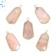 Pink Opal Faceted Hexagon Sterling Silver Gold Plated Pendant 23x13 mm 