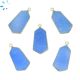 Blue Druzy Hexagon Sterling Silver Gold Plated Pendant 23x13 - 24x13mm 