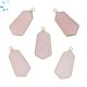 Pink Druzy Hexagon Sterling Silver Gold Plated Pendant 23x13 mm 