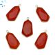 Red Onyx Faceted Hexagon Sterling Silver Gold Plated Pendant 22x13 - 23x13mm 