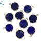 Lapis Smooth Coin Sterling Silver Gold Plated Bezel Charm 12.5mm 