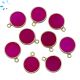 Fuchsia Chalcedony Smooth Coin Sterling Silver Gold Plated Bezel Charm 12.5mm 