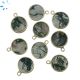 Moss Agate Smooth Coin Sterling Silver Gold Plated Bezel Charm 12.5mm 