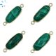  Malachite Faceted Rounded Rectangle  Sterling Silver Gold Plated Bezel Connector 17x8 mm 