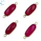 Fuchsia Chalcedony Rounded Rectangle  Sterling Silver Gold Plated Bezel Connector 16x8 - 17x8 mm 