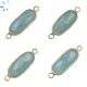 Aquamarine Rounded Rectangle  Sterling Silver Gold Plated Bezel Connector 17x8 mm 
