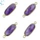 Amethyst Rounded Rectangle  Sterling Silver Gold Plated Bezel Connector 16x8 - 17x8 mm 
