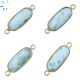 Larimar Rounded Rectangle  Sterling Silver Gold Plated Bezel Connector 17x8mm 