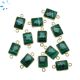 Malachite Faceted Rectangle  Sterling Silver Gold Plated Bezel Connector 11x8.5mm 