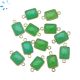Chrysoprase Chalcedony Faceted Rectangle Sterling Silver Gold Plated Bezel Connector 11x8.5mm 