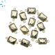 Pyrite Faceted Rectangle Sterling Silver Gold Plated Bezel Connector 11x8.5mm 