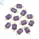 Amethyst Faceted Rectangle Sterling Silver Gold Plated Bezel Connector 11x8.5mm 