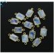 Rainbow Moonstone Faceted Rectangle Sterling Silver Gold Plated Bezel Connector 11x8.5mm 
