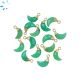Chrysoprase Chalcedony Small Moon Shape 10x5mm Electroplated 