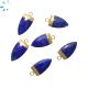 Lapis Half Marquise Shape Charm 18.5x10 Mm Electroplated 