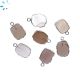 Brown Moonstone Slice 13x11 Mm Silver Electroplated Charm 