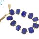 Lapis Coin Drill Slice Gold Electroplated 16x12 - 17x13mm