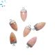 Pink Opal Half Marquise Shape 18.5x10 Mm Electroplated Charm 