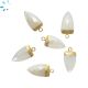 Mystic White Chalcedony Half Marquise Shape 18.5x10 Mm Electroplated Charm 