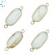 Rutilated Quartz Rounded Rectangle 14x8 - 15x8 mm Sterling Silver Gold Plated Bezel Connector 