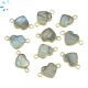 Labradorite Smooth Heart Sterling Silver Gold Plated Charm 9 - 10mm 