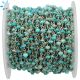 Kingman Stabilized Turquoise Faceted Button 3.5 - 4mm Sterling Silver Gold Plated Rosary Style Beaded Chain Per Foot