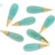 Amazonite Smooth Long Pear Silver Gold Plated Cap Pendant  30x11 - 31x11 mm 