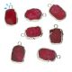 Dyed Ruby Slice 14x11 - 15x11 mm Silver Electroplated Charm 