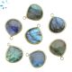 Labradorite Faceted Large Heart Shape Sterling Silver Gold Plated Bezel Charm 19 - 20mm  