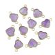 Amethyst Smooth Heart Sterling Silver Gold Plated Charm 9 - 10mm 